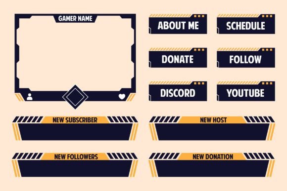 Twitch Stream Frame Panel Overlay Set: Clean, Modern Design